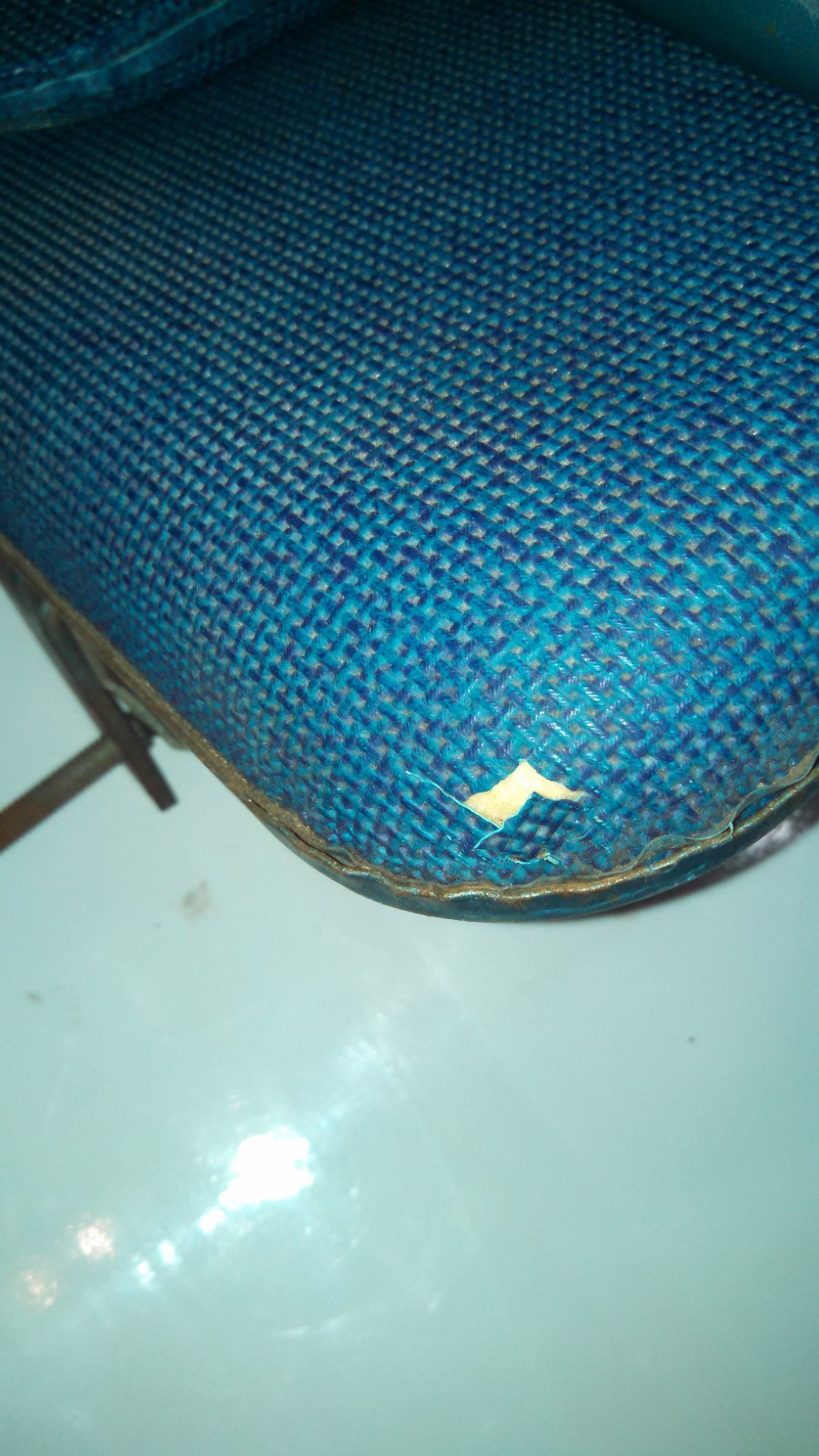 Vintage Blue Folding Swiveling Stadium Bleacher / Boat Seat