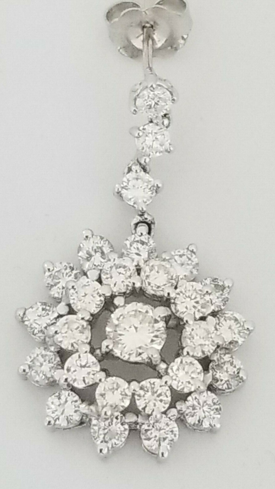 Pre-owned Teachers Jewelry 14k White Gold Diamond Cluster Hanging Earring 4.50 Carat G-h Color Vs2 Clearity
