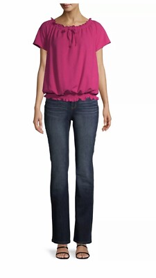 NWT. Time and Tru Women's High Rise Bootcut Slim Fit Denim Jeans Sz: 10 Petite