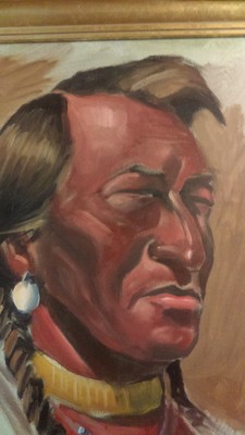 Fantastic painting of Indian Native listed artist Kirk Miller dated 1979 LARGE