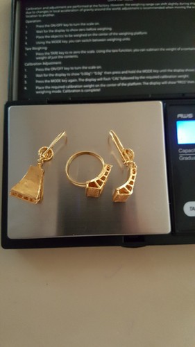 Set of 21k  Middle East  Yellow Gold  - Necklace Bracelet Earrings Ring