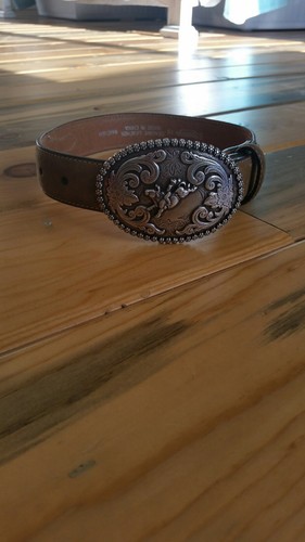 Nocona 18 Inch All Leather Cowboy Belt With Bullrider Buckle