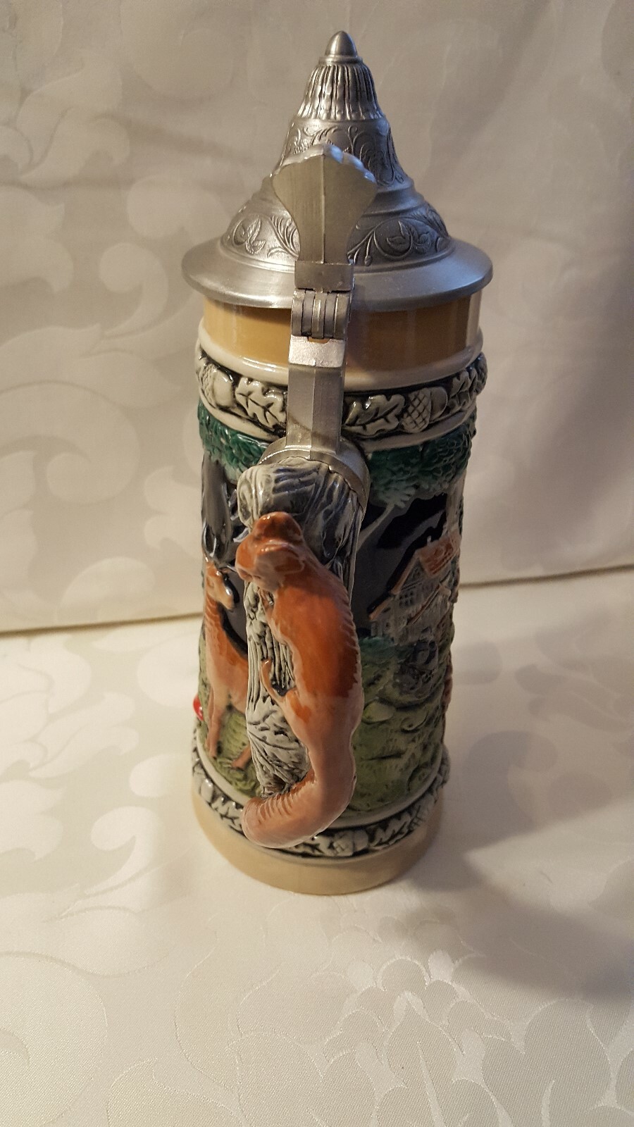 Vintage German Beer Stein With Pewter Lid