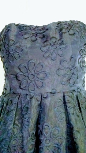 Prom or Bridesmaids Dress Blue Floral Strapless