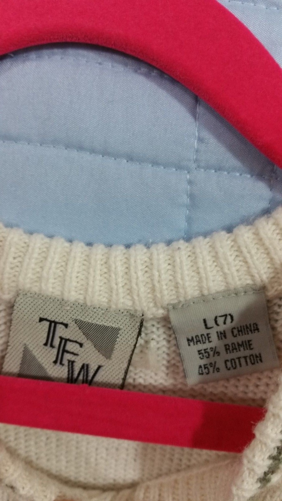 TFW Boys Large size 7 Ivory Green Trim Knitted Vest