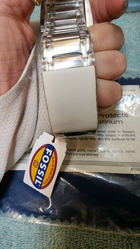 FOSSIL FS-4350 QUARTZ MANS WRIST WATCH ST STEEL IN ORIGINAL PLASTIC COVER