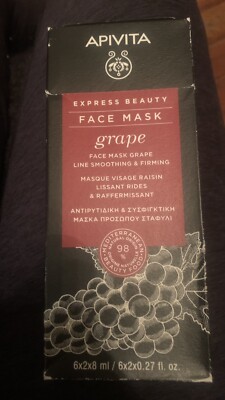 Apivita Express Beauty Face Mask with Grape (Firm/reduce Lines 6x(2x8ml) NIB