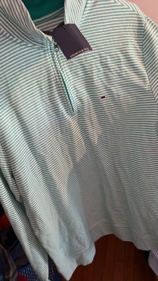Crown & Ivy  Women's M Aqua Stripe  1/4 Zip Long Sleeves New