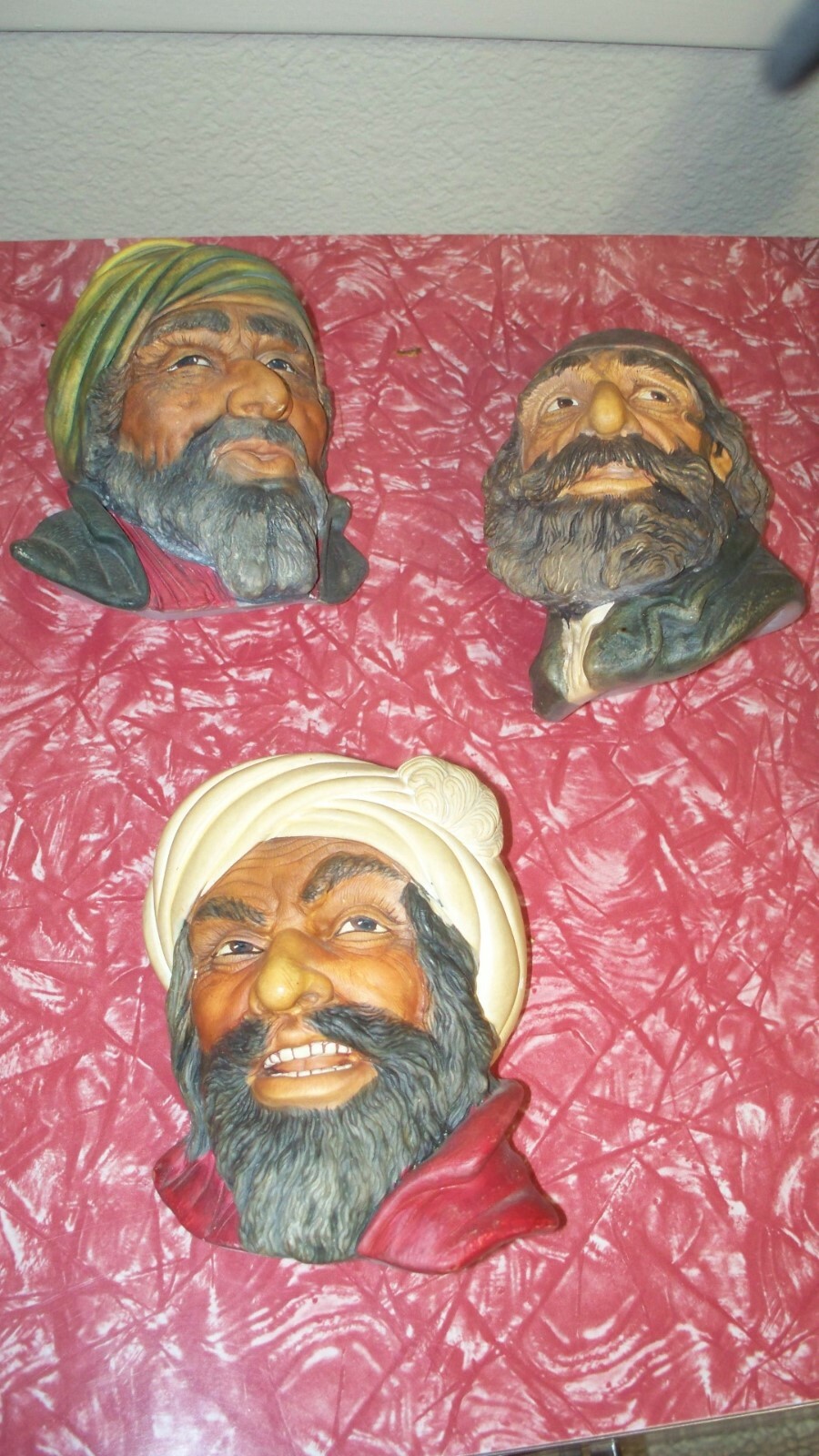 Six 6 vintage chalkware head heads pirate fagin some made in England