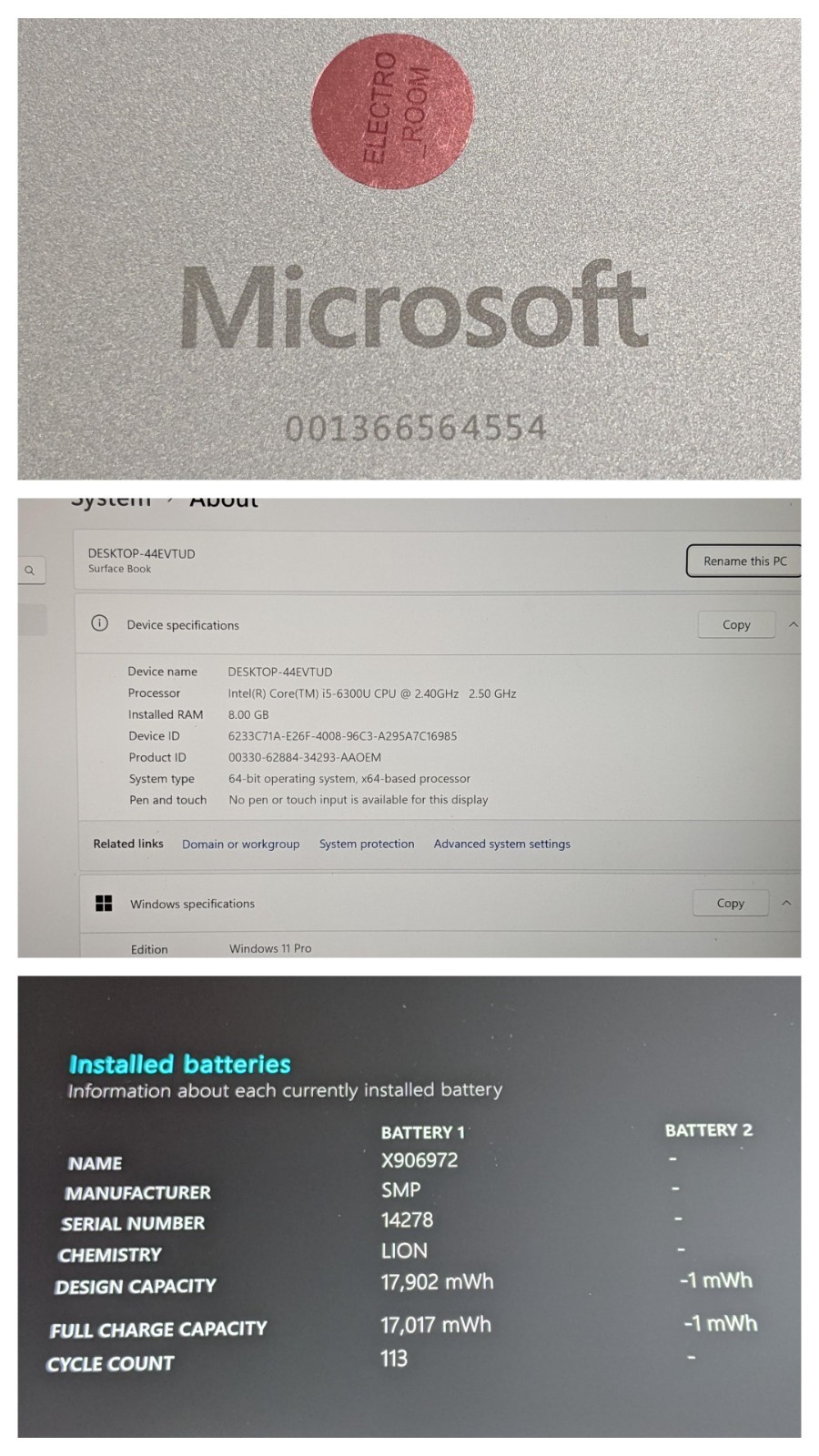 Microsoft Surface Book 13.5" Touch i5-6300U 2.4GHz 8GB 128GB SSD Win 11 Pro - Thumbnail 21