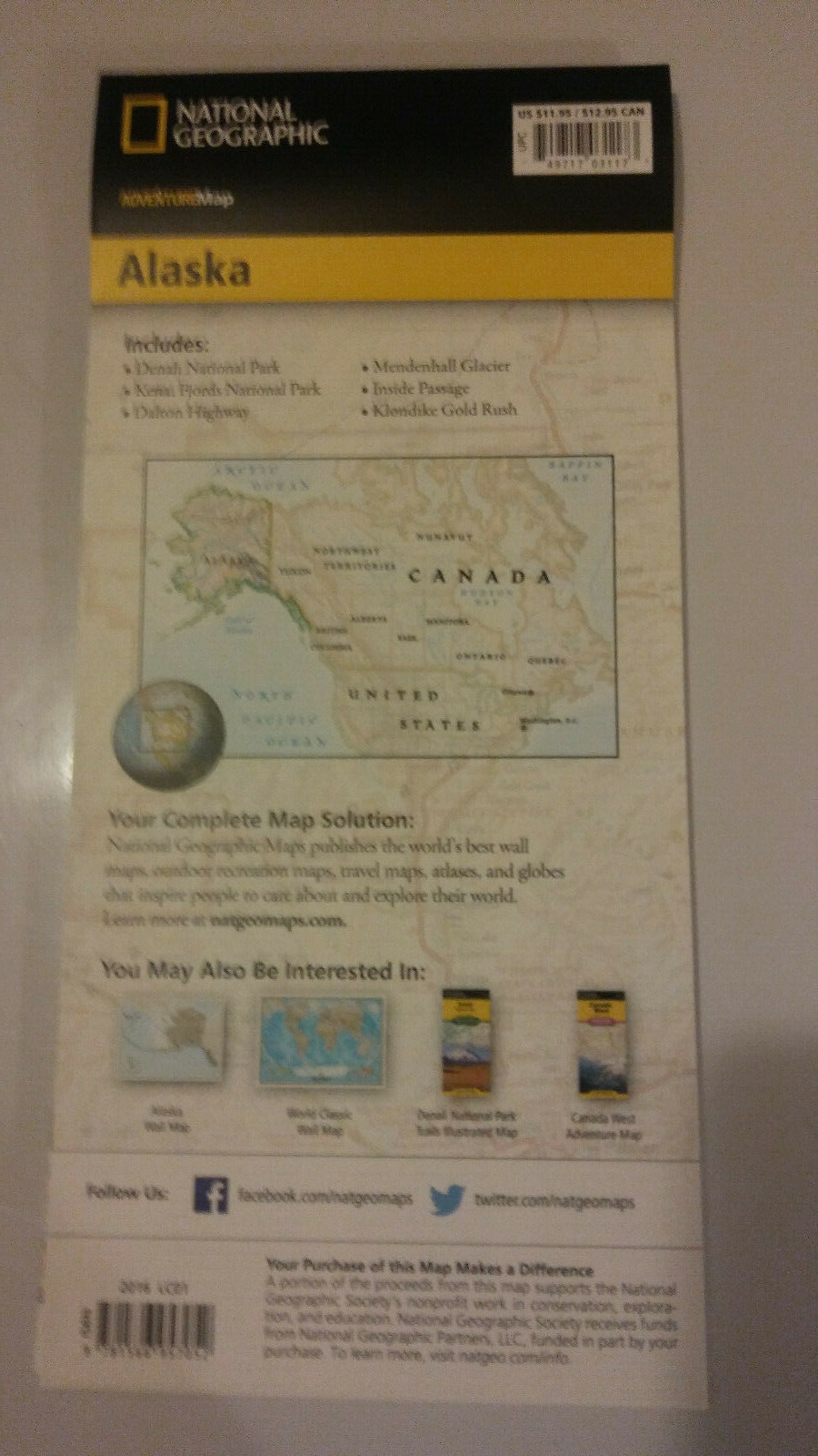 National Geographic Alaska Adventure Travel Map 3117, New,unused, Waterproof