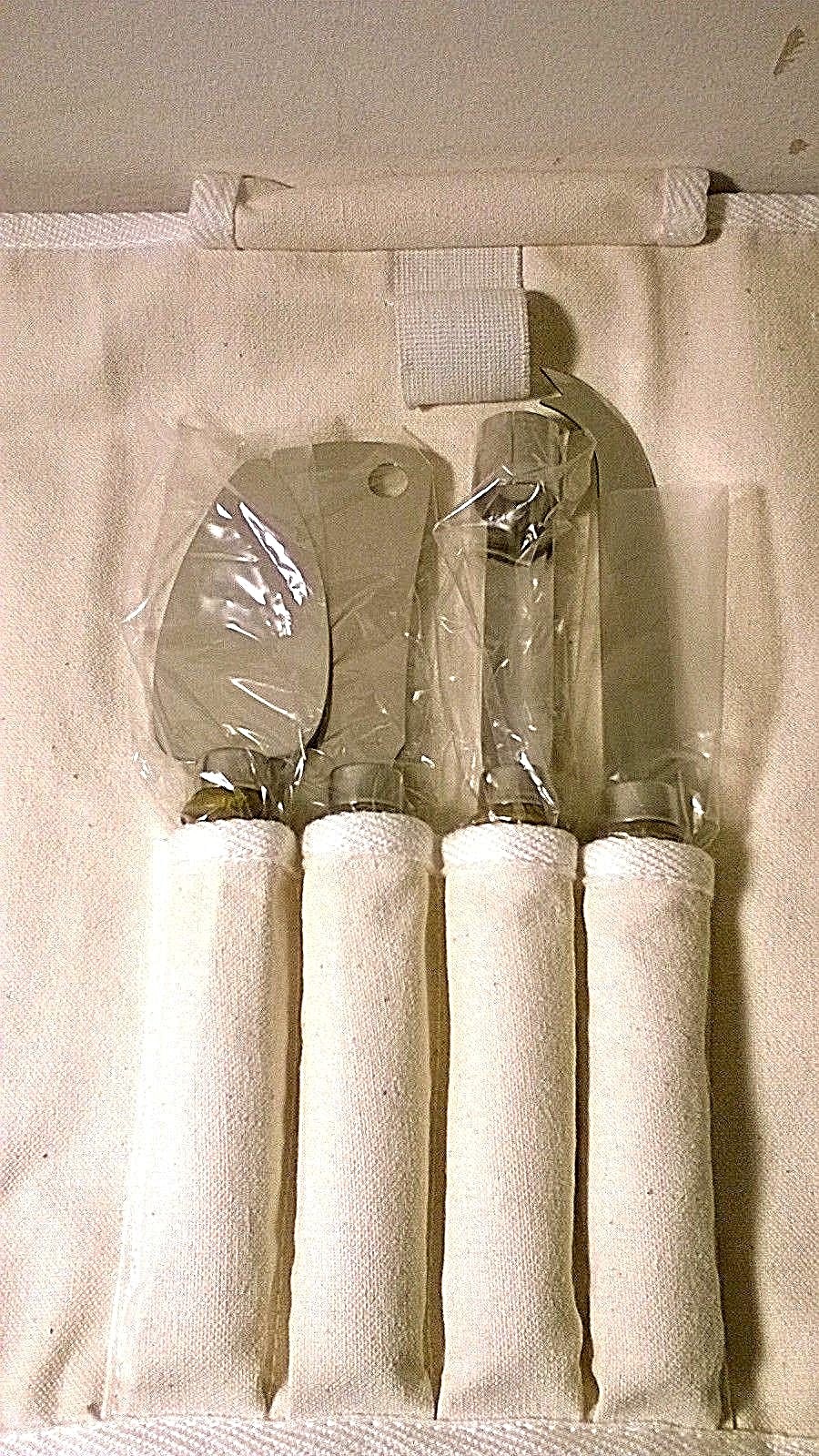 Cheese Board 5 pc Wood Handled Stainless Steel Gourmet Set Japan - NIB