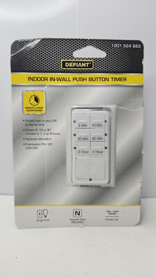 DEFIANT INDOOR IN-WALL PUSH BUTTON TIMER 15A 120V ON/OFF 1001-524-883 | TESTED  