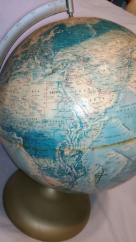 Rand McNally World Portrait Globe Raised Topography Metal Base
