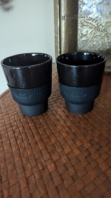 Set Of 2 Nespresso Touch Black Espresso D1724 Cups 3'' Tall