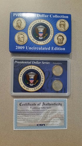 2009 ZACHARY TAYLOR DOLLAR MANIA P & D  B.U. SET OF 3 TWO-COIN SETS W/COA'S SALE