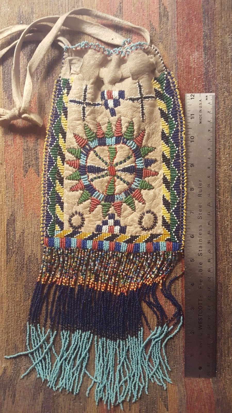 Double Sided Native American Apache Beaded Bag - Museum Quality