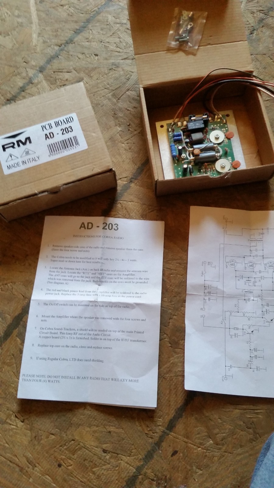 Ham/CB amplifier RM Italy AD 203 PCB Stinger Boards 1-3 watts in 100 watts out