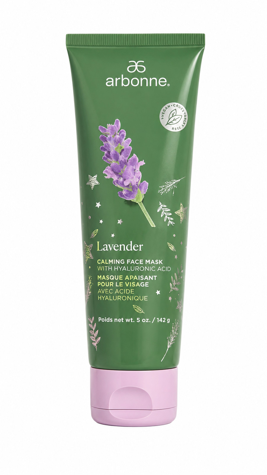 Arbonne Lavender Calming Face Mask 142g with Hyaluronic Acid Hydrating&Soothing