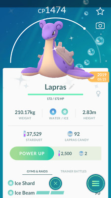 Pokemon Trade GO - Shiny Lapras with Legacy move for PVP Great league