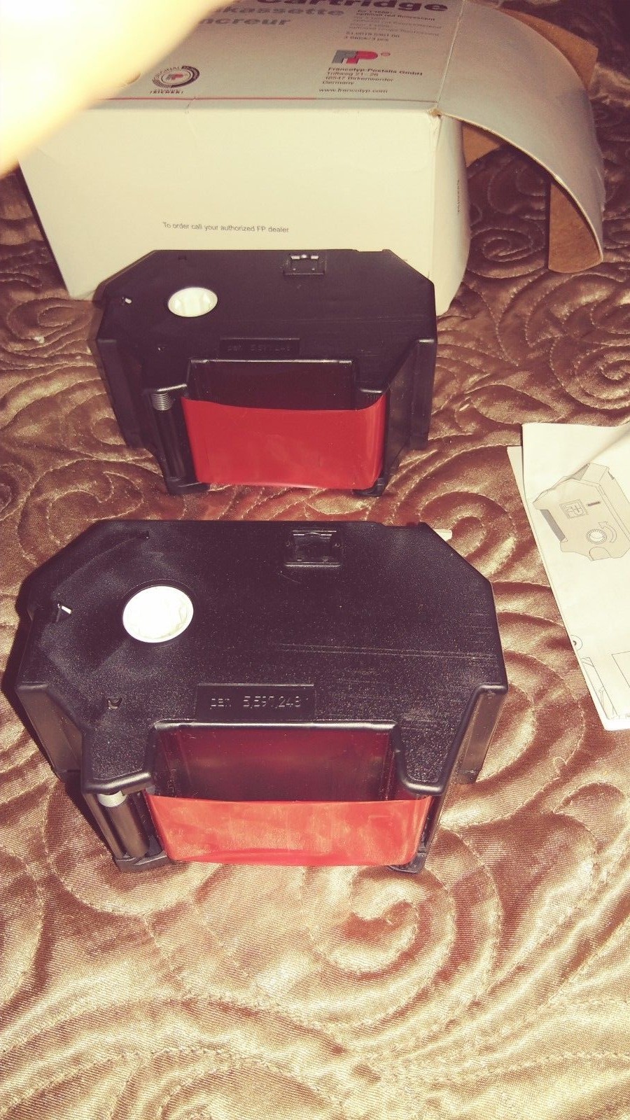 2 Optimail Red Fluorescent Ribbon cartridges - Francotyp Postalia # DPM-FP-T1000