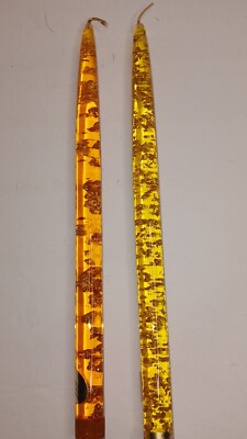 2 Vtg Lucite Acrylic Mixed Color Amber/gold Taper  Candles
