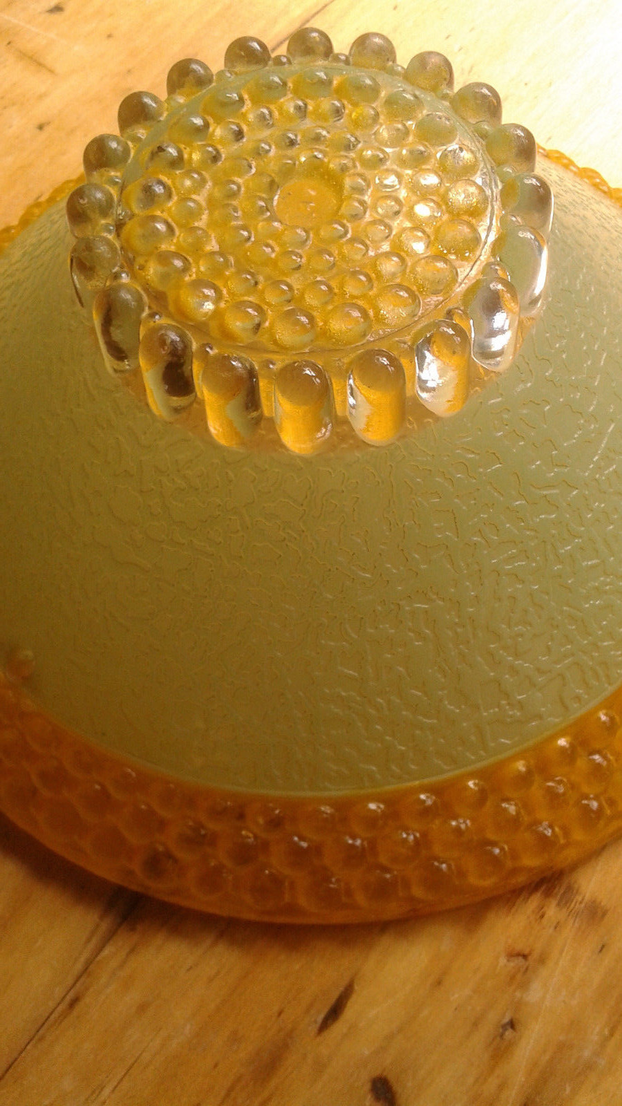 Antique vintage glass shade 3 chain ceiling light fixture green and gold