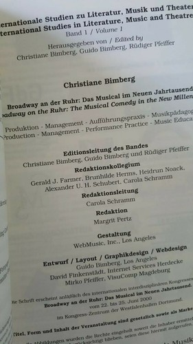 World Congress Book: Broadway on theRuhr  Musical Comedy in  New Millennium 2000