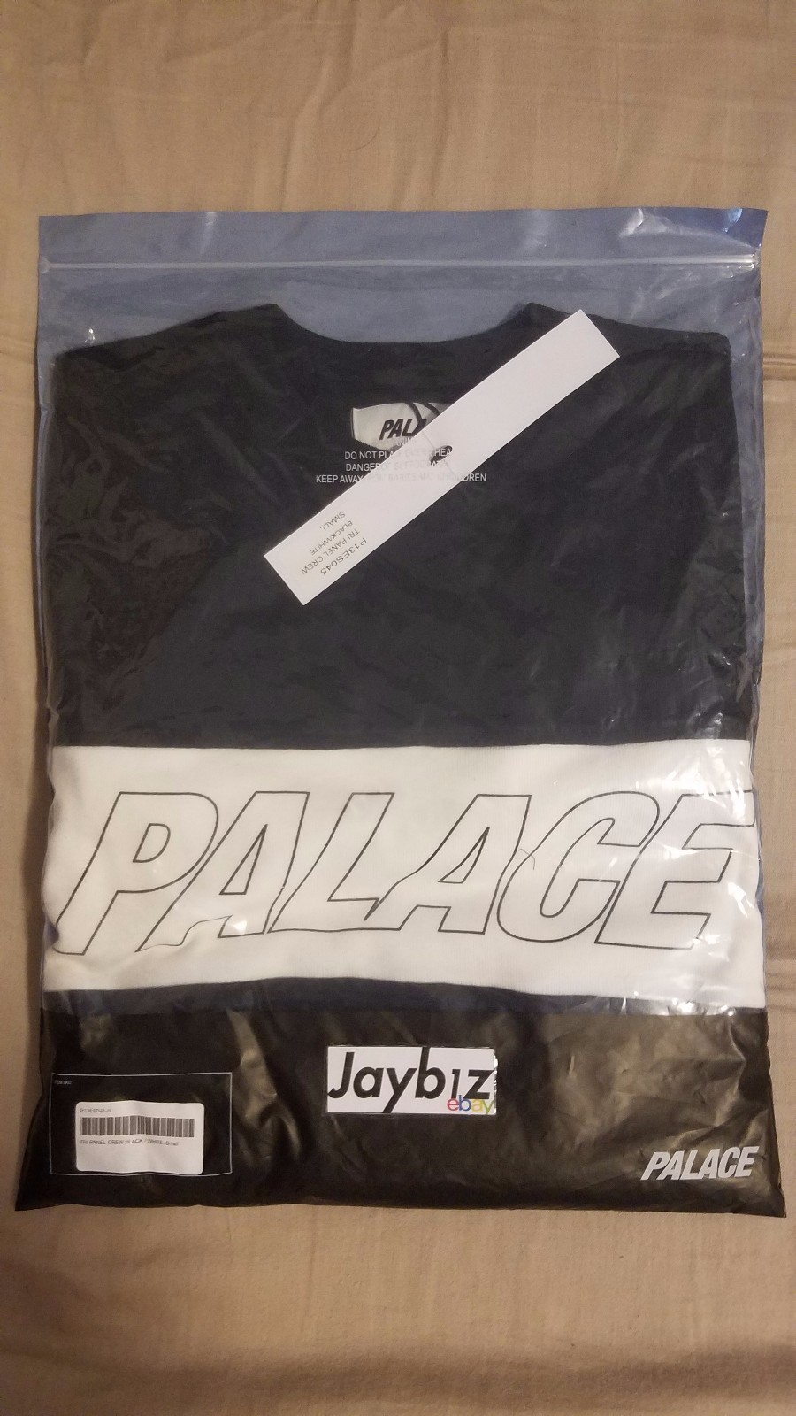 FW17 Palace Tri Panel Crew Sweatshirt Men's - Black White - Small - S - NEW