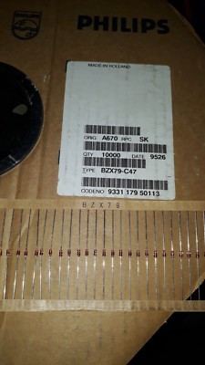 200pcs NOS GENUINE PHILIPS BZX79-C47 Diode 47V 0.5W Zener Axial !