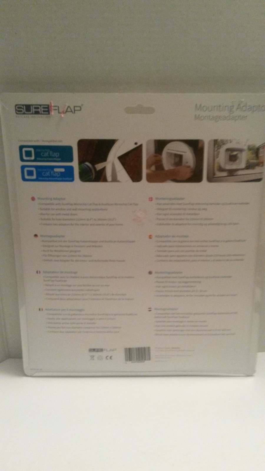 SureFlap Cat Flap Mounting Adaptor Suitable for Glass Doors White SEALED NEW