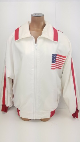 Vintage Kim Baker Design USA American Flag Jacket Size Medium Made In USA