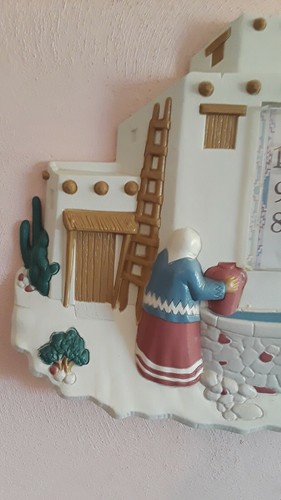Southwest Theme~Mexico Pueblo Adobe Quartz Clock~Homco~Vintage