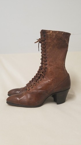 1900s Antique Victorian Edwardian Womens Lace Up Boots Gift Photo Prop