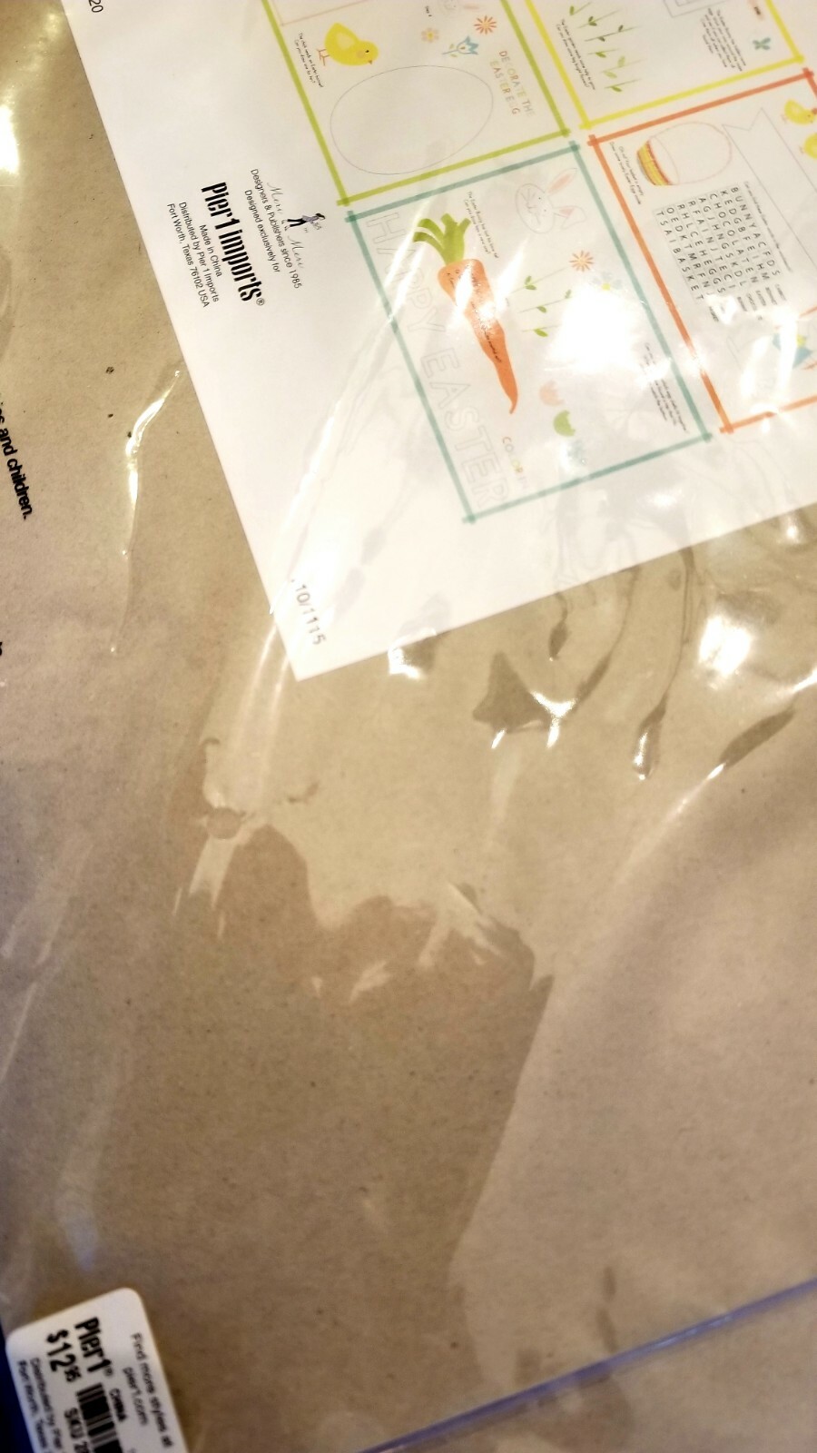 NIP PIER ONE IMPORTS Easter Activity Placemats 24 placemats/4 designs per pack.