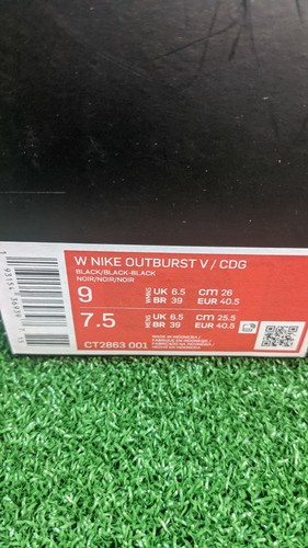 Pre-owned Nike Comme Des Garcons Cdg X Women's  Outburst Black Sz 9 Ct2863-001 No Chain