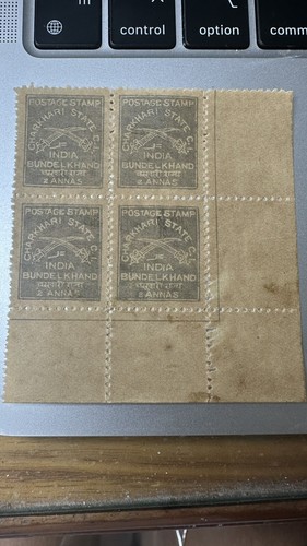 India Charkhari state 1909 2a block of 4 grey blue