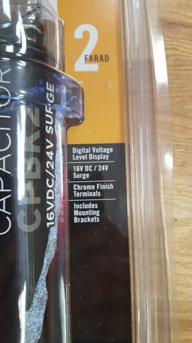 Boss CPBK2 2 Farad 20-Volt  Digital Voltage Car Audio Power Capacitor, LED Black