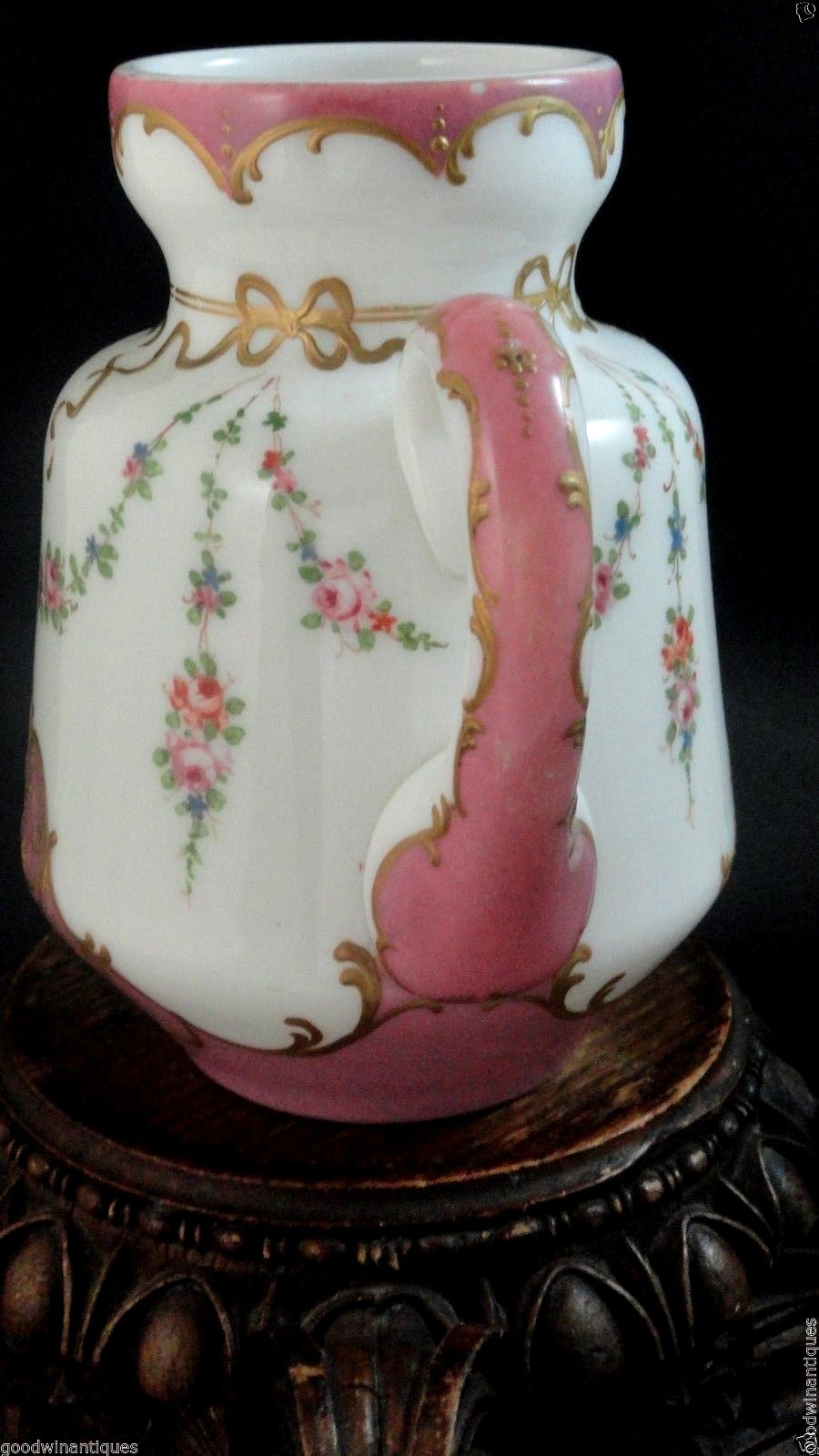 Antique French Rococo Opaline Hand Painted Enamel Floral Hyacinth Art Glass Vase