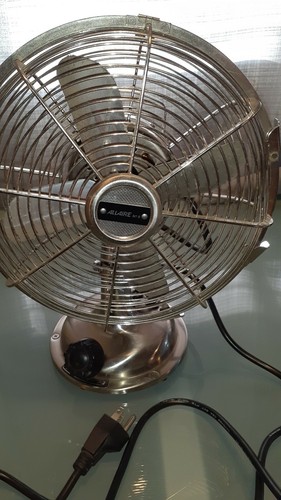 Allaire No 8 Retro Oscillating Electric Desk Fan 3 Speed Chrome