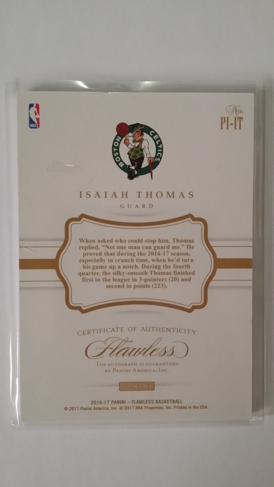 2016-17 PANINI FLAWLESS 11/25 ISAIAH THOMAS PREMIUM INK AUTO # PI-IT