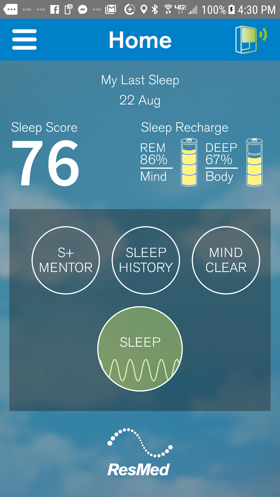 S+ Sleep Better Personal Monitor By ResMed Bluetooth System Help