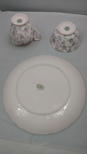Vtg Tuscan Fine English Bone China Pink Floral Cup Plate & Creamer Set England