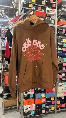 100% authentic Sp5der 555 555 brown spider hoodie Size 