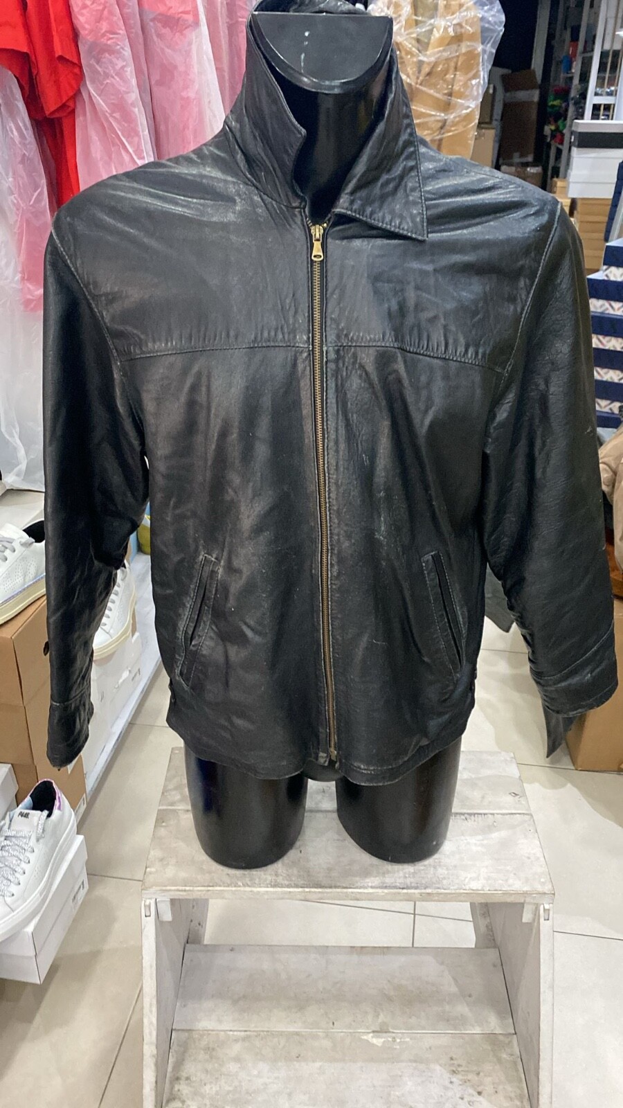 Genuine Leather Jacket Used Men Size 48 Black XYE441L | eBay