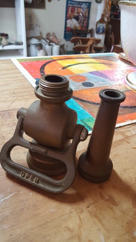 Antique Elkhart Brass Mfg Co  Fireman Fire Hose Nozzle