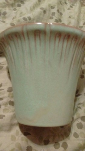 Frankoma pottery  A6 PrairIe Green Flared Fluted Ribbed 4.5