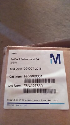 MILLIPORE PREPAK 1 PRETREAMENT PAK W/O PRPK00001US 2 PER BOX BRAND NEW