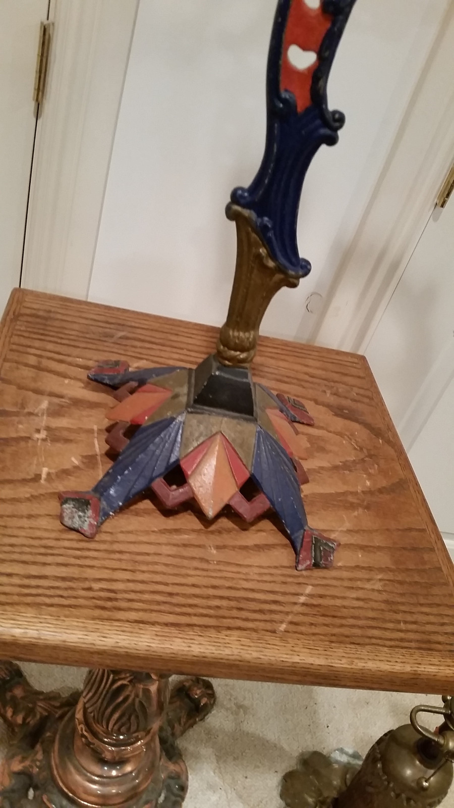 Slot Machine Stand Brass & Wood 31.5 