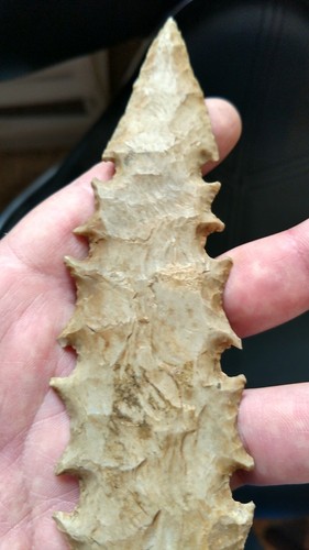 Beautiful Eccentric Native American Flint Spearhead.